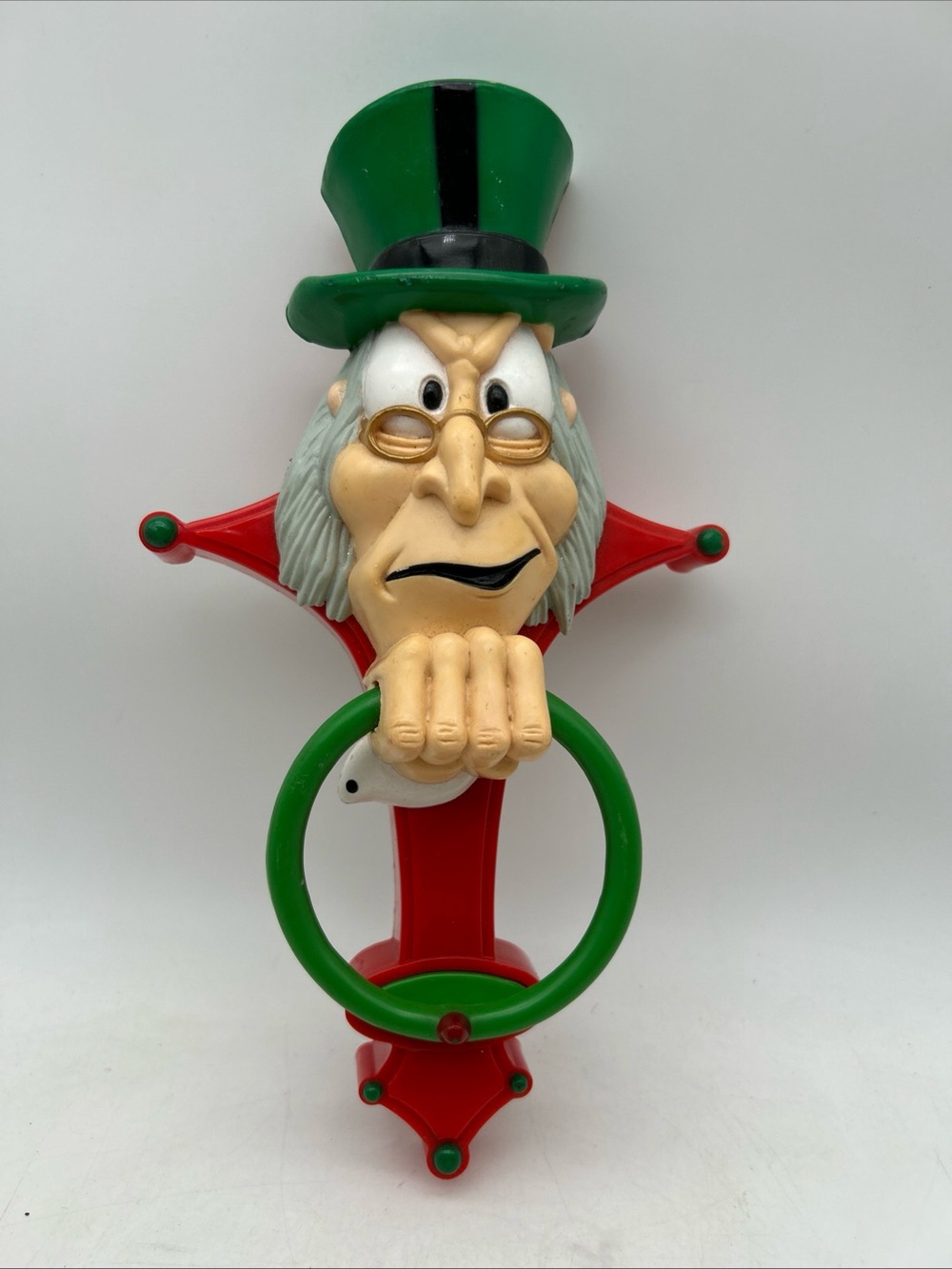 Vtg 10” Talking Scrooge Christmas Door Knocker Trendmasters Inc. Holiday Decor